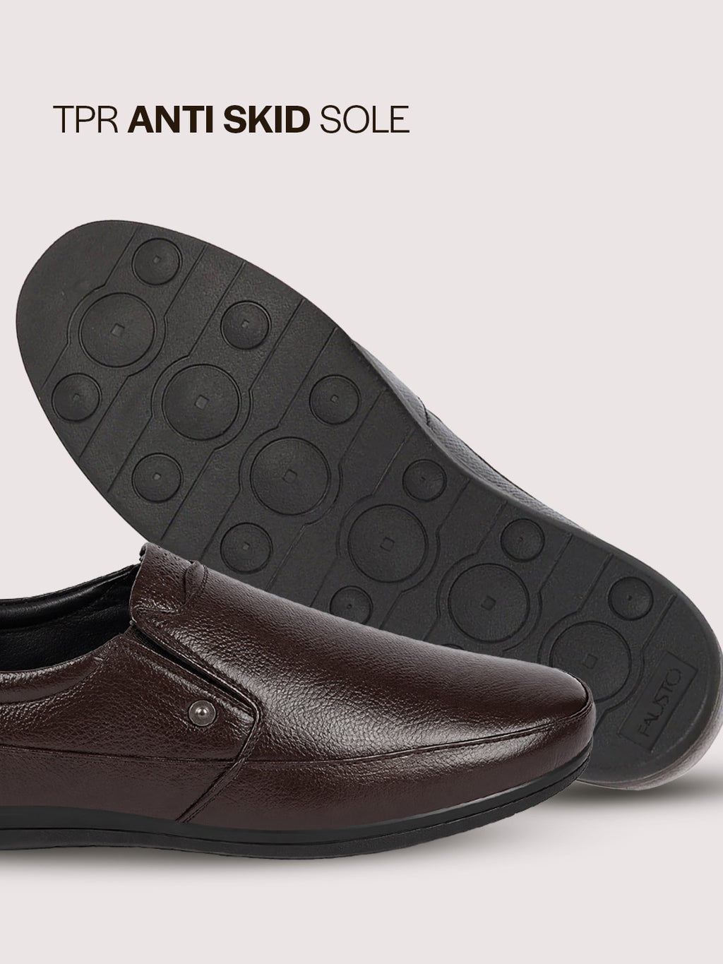 men brown formal office genuine leather slip on shoes