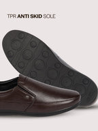 men brown formal office genuine leather slip on shoes