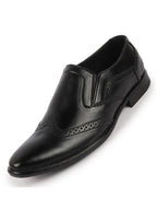 Men Black Party Formal Office Genuine Leather Brogue Slip On Shoes