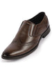 Men Tan Party Formal Office Genuine Leather Brogue Slip On Shoes