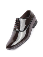 Shop Men Brown Patent Leather Party Formal Office Lace Up Derby Shoes Online.