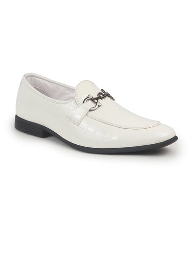 Shop Men s White Formal Buckle Slip On Loafer Shoes Online