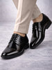 Men Black Patent Leather Party Formal Embossed Design Office Lace Up Derby Shoes