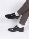 Men Black Patent Leather Party Formal Embossed Design Office Lace Up Derby Shoes