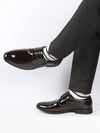 Men Brown Patent Leather Party Formal Embossed Design Office Lace Up Derby Shoes