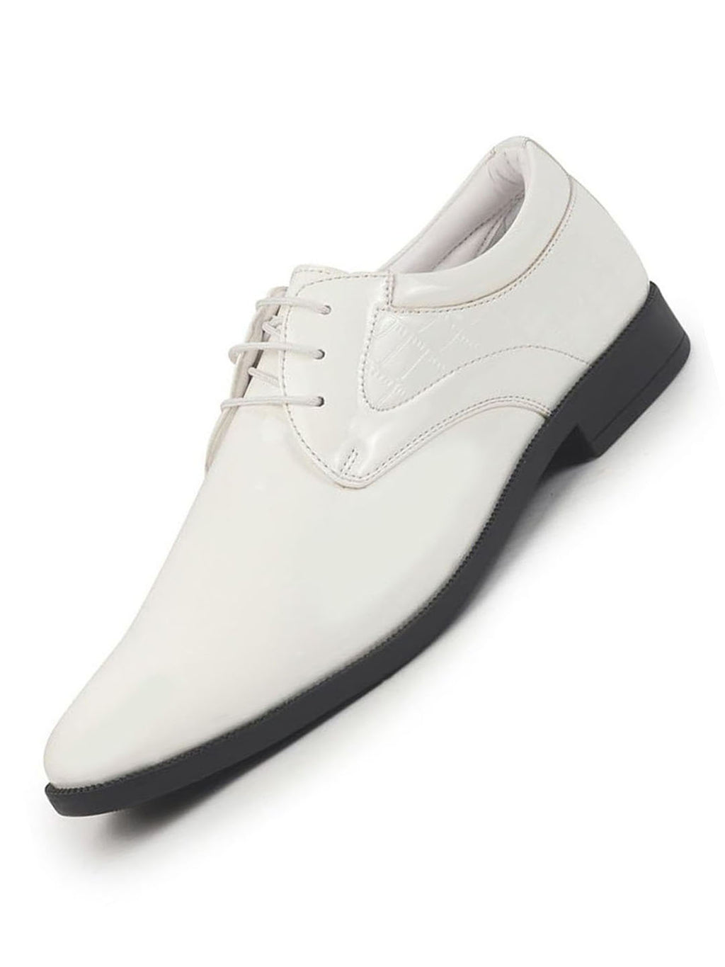 Shop Men White Patent Leather Party Formal Embossed Office Lace Up Derby Shoes|Classic Comfort Shoes Online.