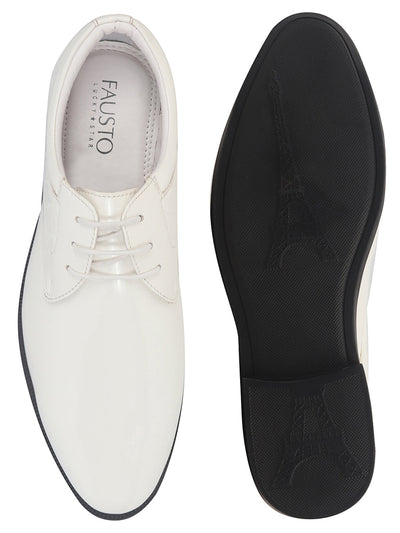 Shop Men White Patent Leather Party Formal Embossed Office Lace Up Derby Shoes|Classic Comfort Shoes Online.