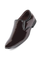 Men Brown Patent Leather Party Formal Office Slip On Shoes