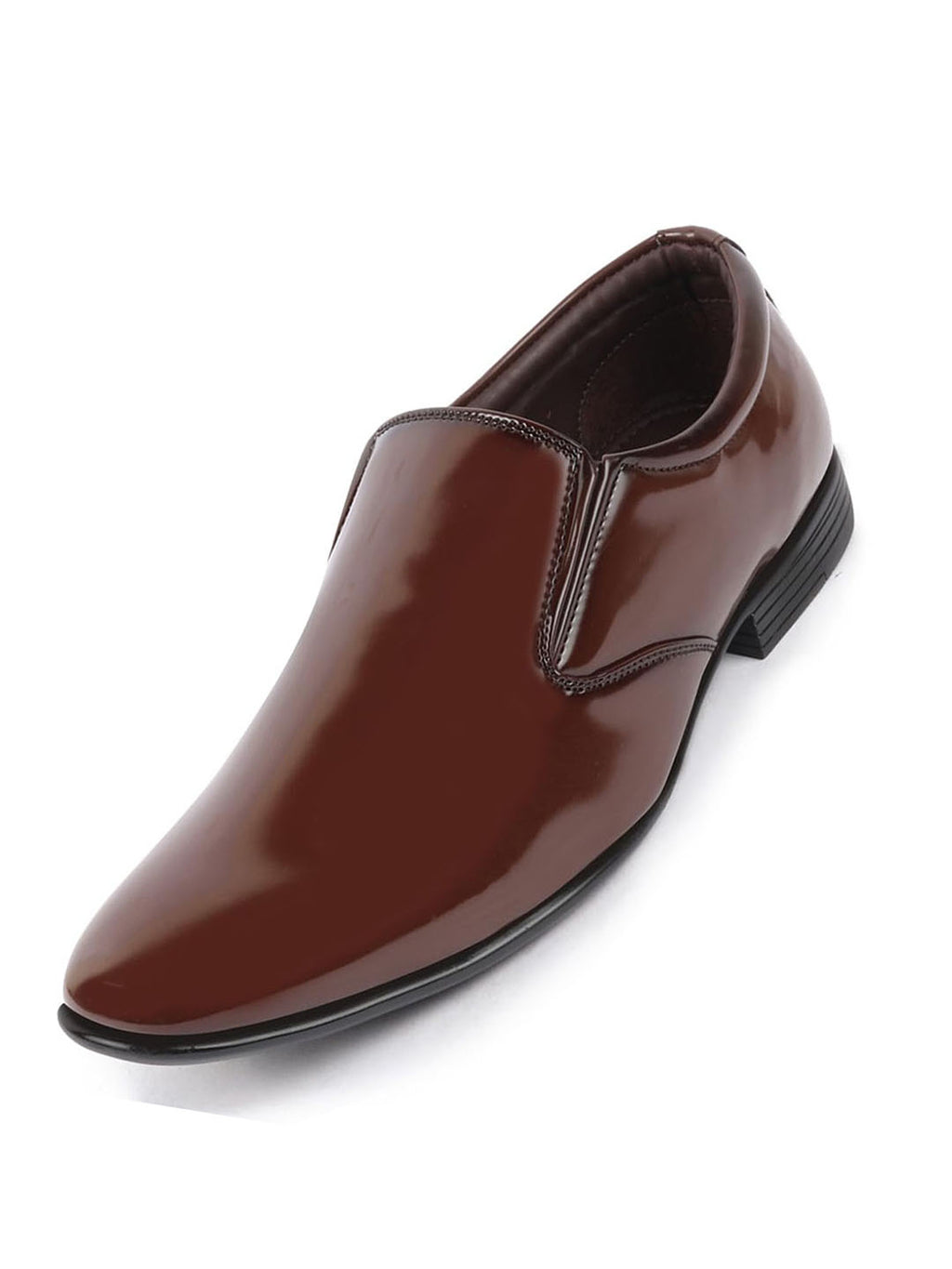 Shop Men Tan Patent Leather Party Formal Office Slip On Shoes Online.