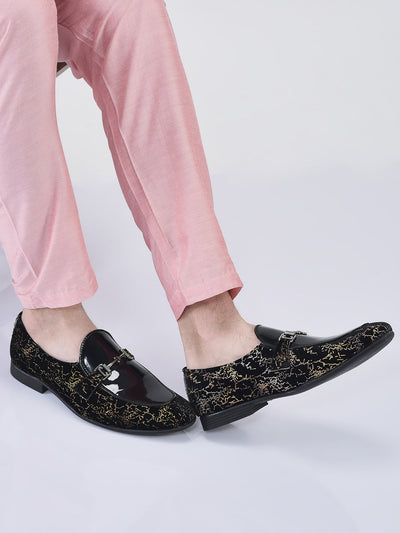 Shop Men's Black Formal Velvet Buckle Slip On Loafer Online