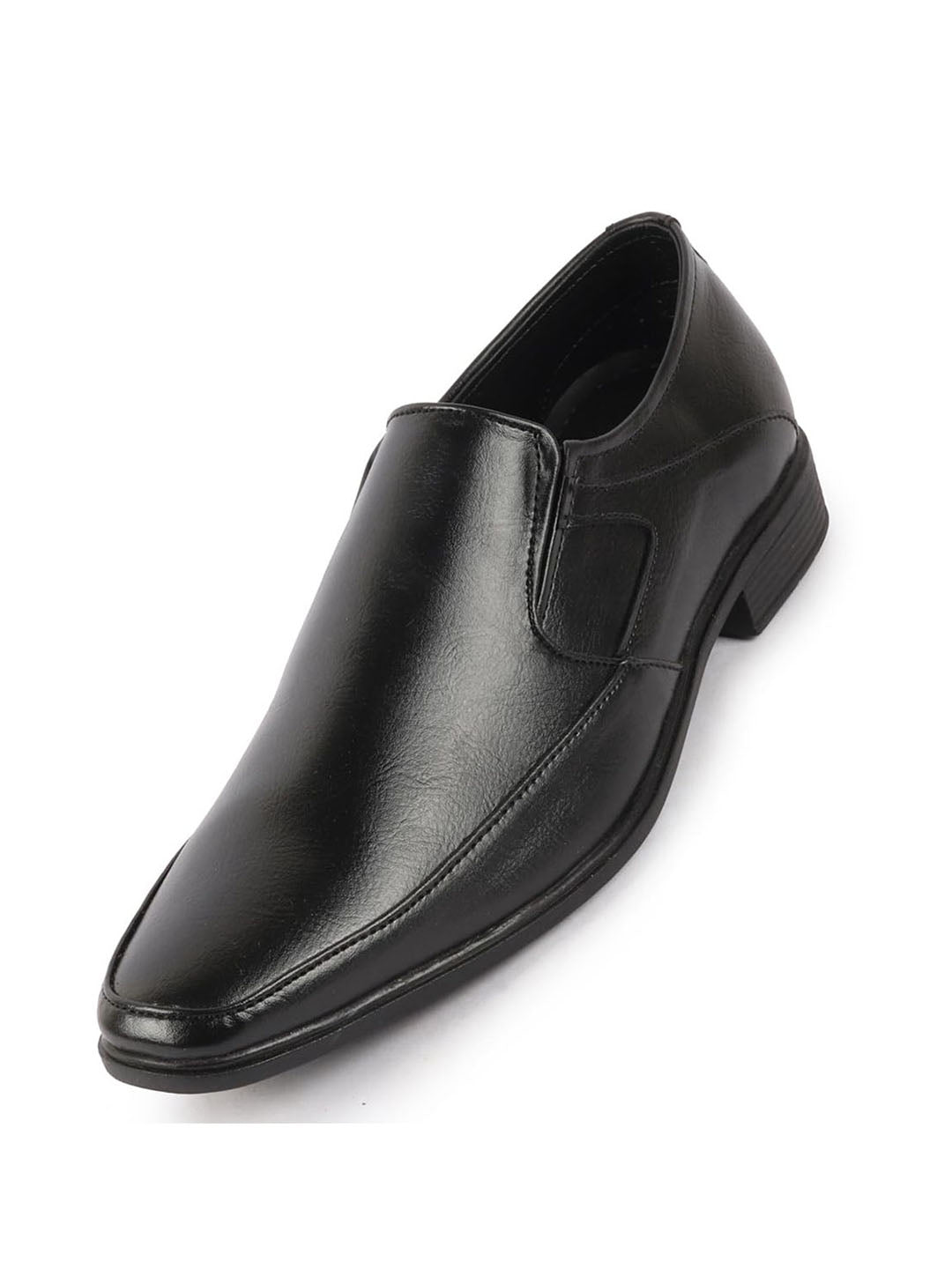 Men Black Genuine Leather Formal Office Slip On Shoes