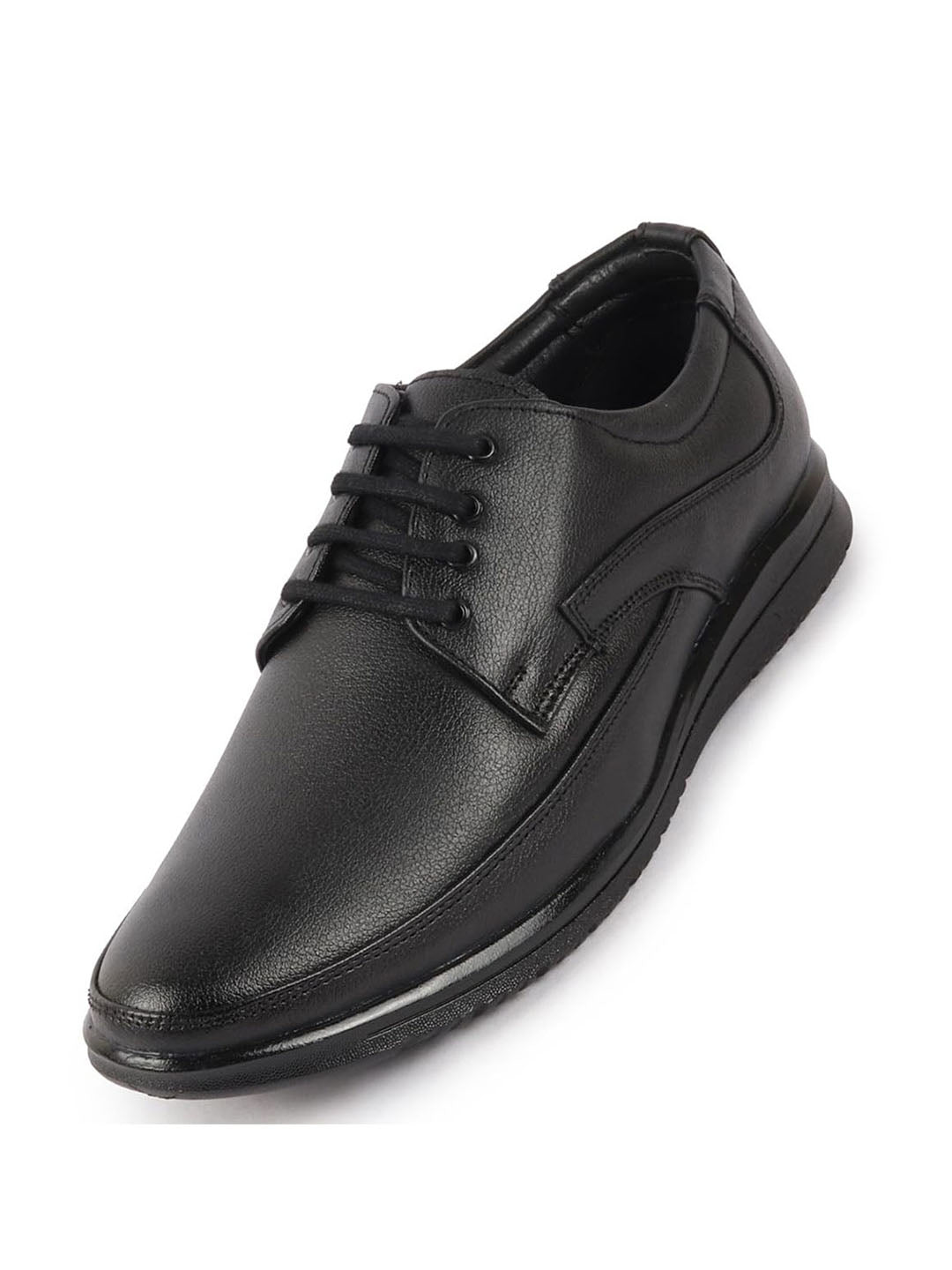 Shop Men Black Genuine Leather Formal Office Lace Up Derby Shoes Online.