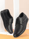 Men Black Genuine Leather Formal Office Lace Up Derby Shoes