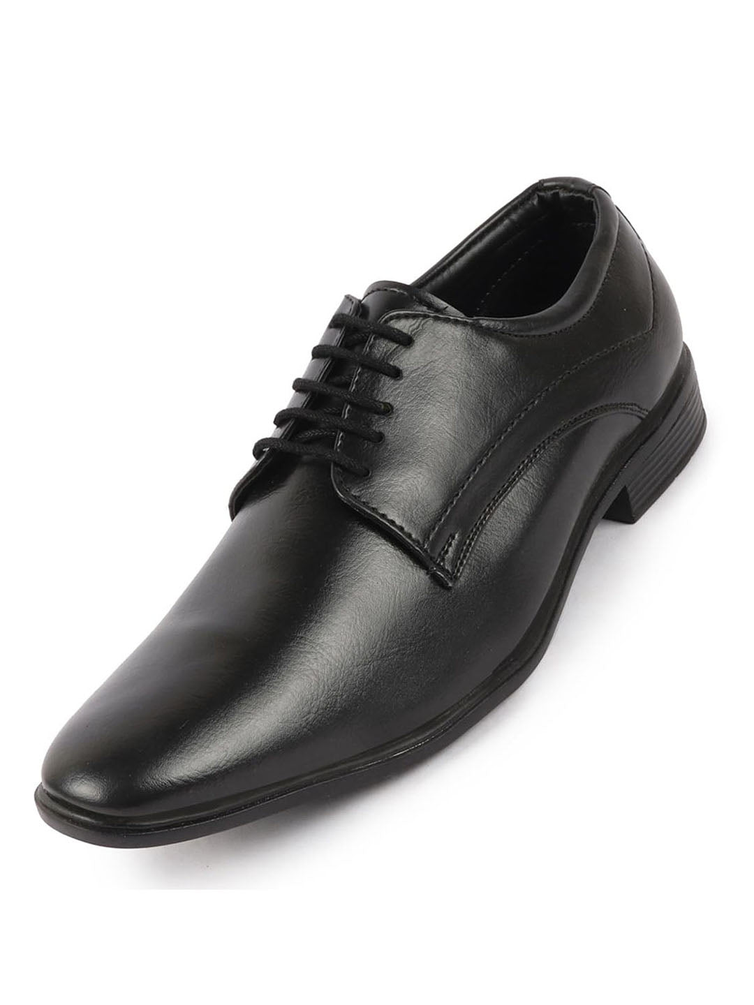 Men Black Genuine Leather Office Formal Lace Up Derby Shoes