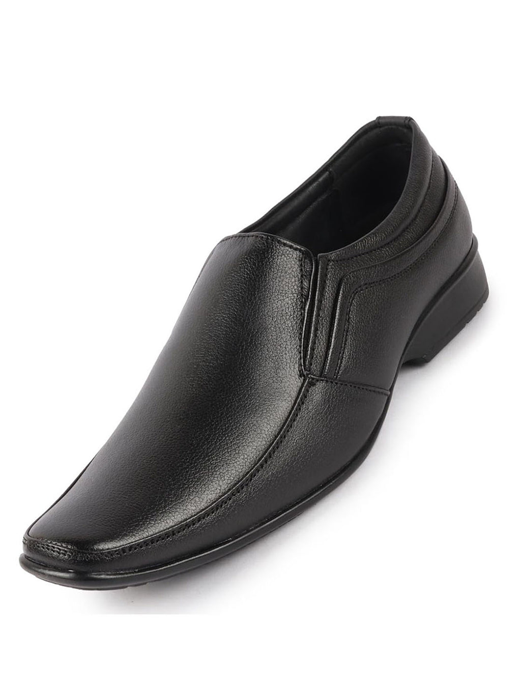 Shop Men Black Genuine Leather Office Formal Slip On Shoes Online.