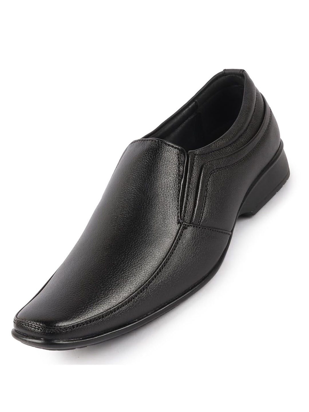 Shop Men Black Genuine Leather Office Formal Slip On Shoes Online.