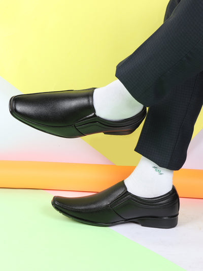 Shop Men Black Genuine Leather Office Formal Slip On Shoes Online.