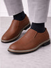 Men Brown Formal Office Comfort Broad Feet TPR Welted Sole Slip On Shoes