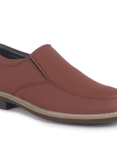 Men Cherry Formal Office Comfort Broad Feet TPR Welted Sole Slip On Shoes