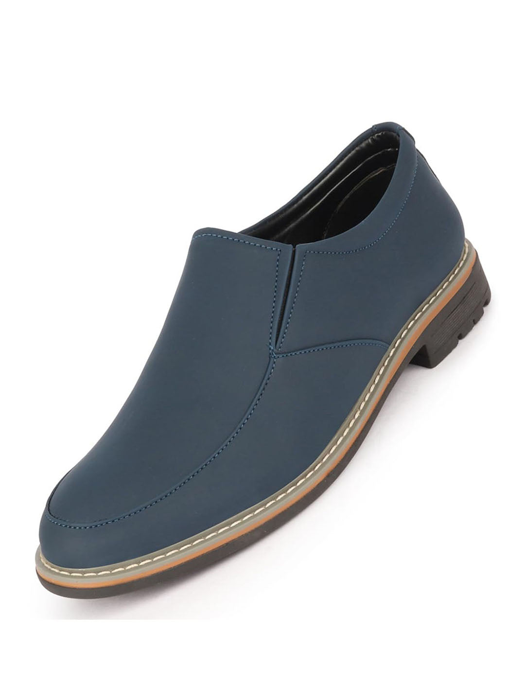 Men Navy Blue Formal Office Comfort Design Broad Feet TPR Welted Sole Slip On Shoes