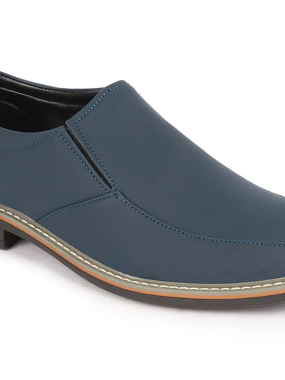 Men Navy Blue Formal Office Comfort Design Broad Feet TPR Welted Sole Slip On Shoes