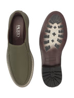 Shop Men Olive Formal Office Comfort Design Broad Feet TPR Welted Sole Slip On Shoes Online.