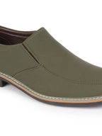 Shop Men Olive Formal Office Comfort Design Broad Feet TPR Welted Sole Slip On Shoes Online.