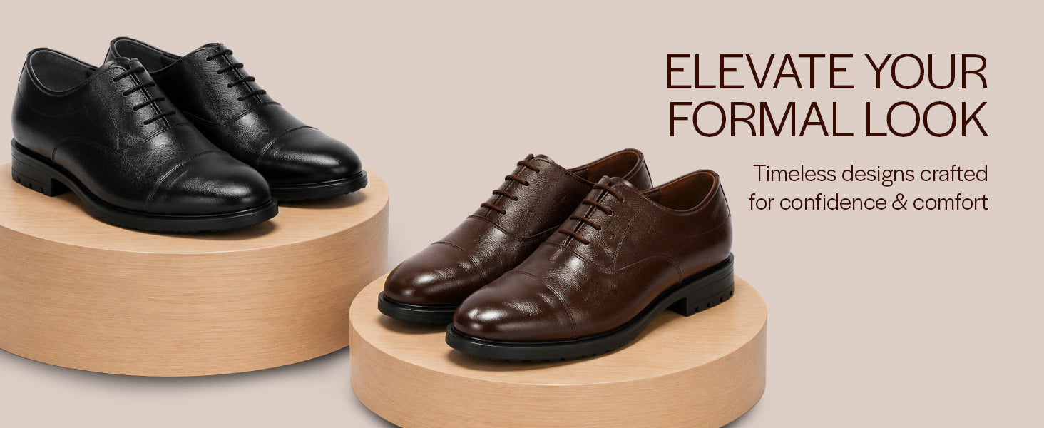 Men Black Genuine Leather Formal Office Comfort Broad Feet Oxford Lace Up Shoes