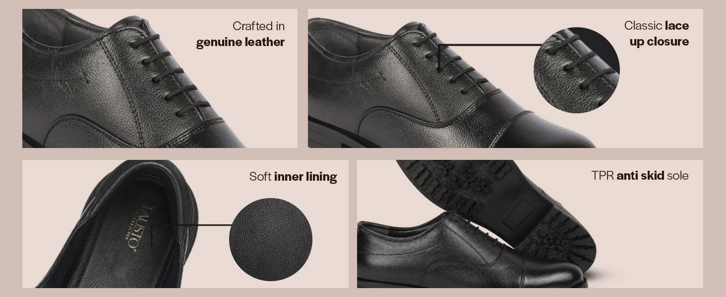 Men Black Genuine Leather Formal Office Comfort Broad Feet Oxford Lace Up Shoes