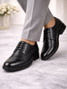Men Black Genuine Leather Formal Office Comfort Broad Feet Oxford Lace Up Shoes