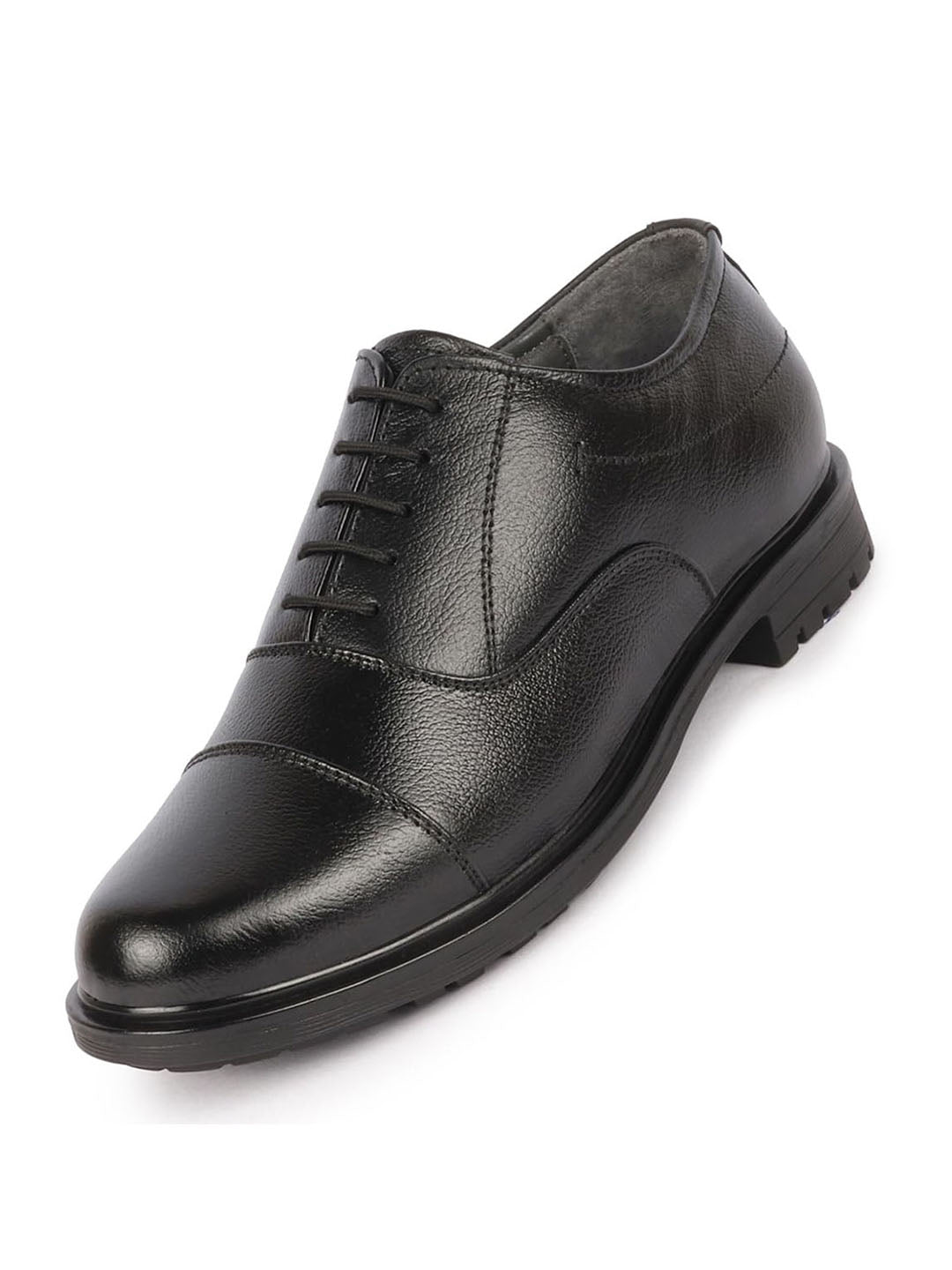 Men Black Genuine Leather Formal Office Comfort Broad Feet Oxford Lace Up Shoes