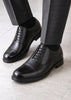 Men Black Genuine Leather Formal Office Comfort Broad Feet Oxford Lace Up Shoes