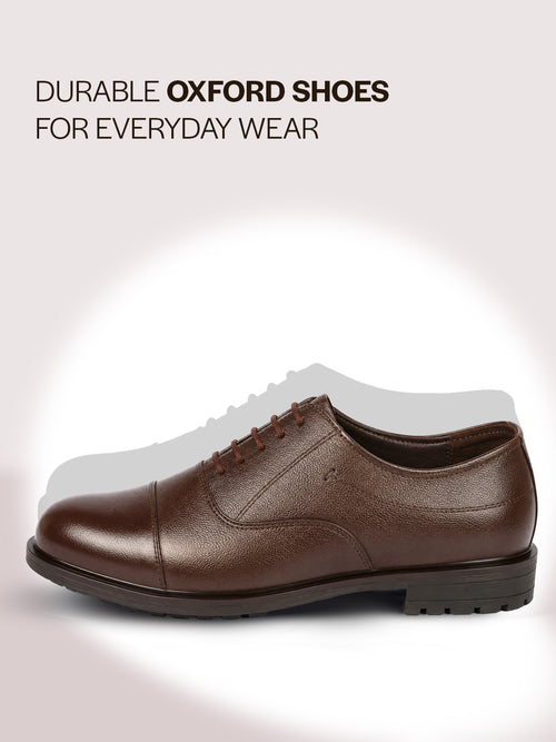men brown genuine leather formal office comfort broad feet oxford lace up shoes