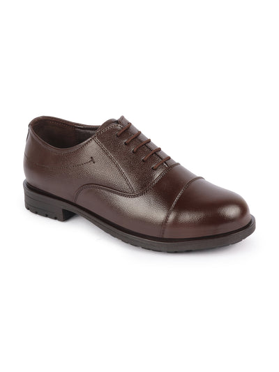 Men Brown Genuine Leather Formal Office Comfort Broad Feet Oxford Lace Up Shoes