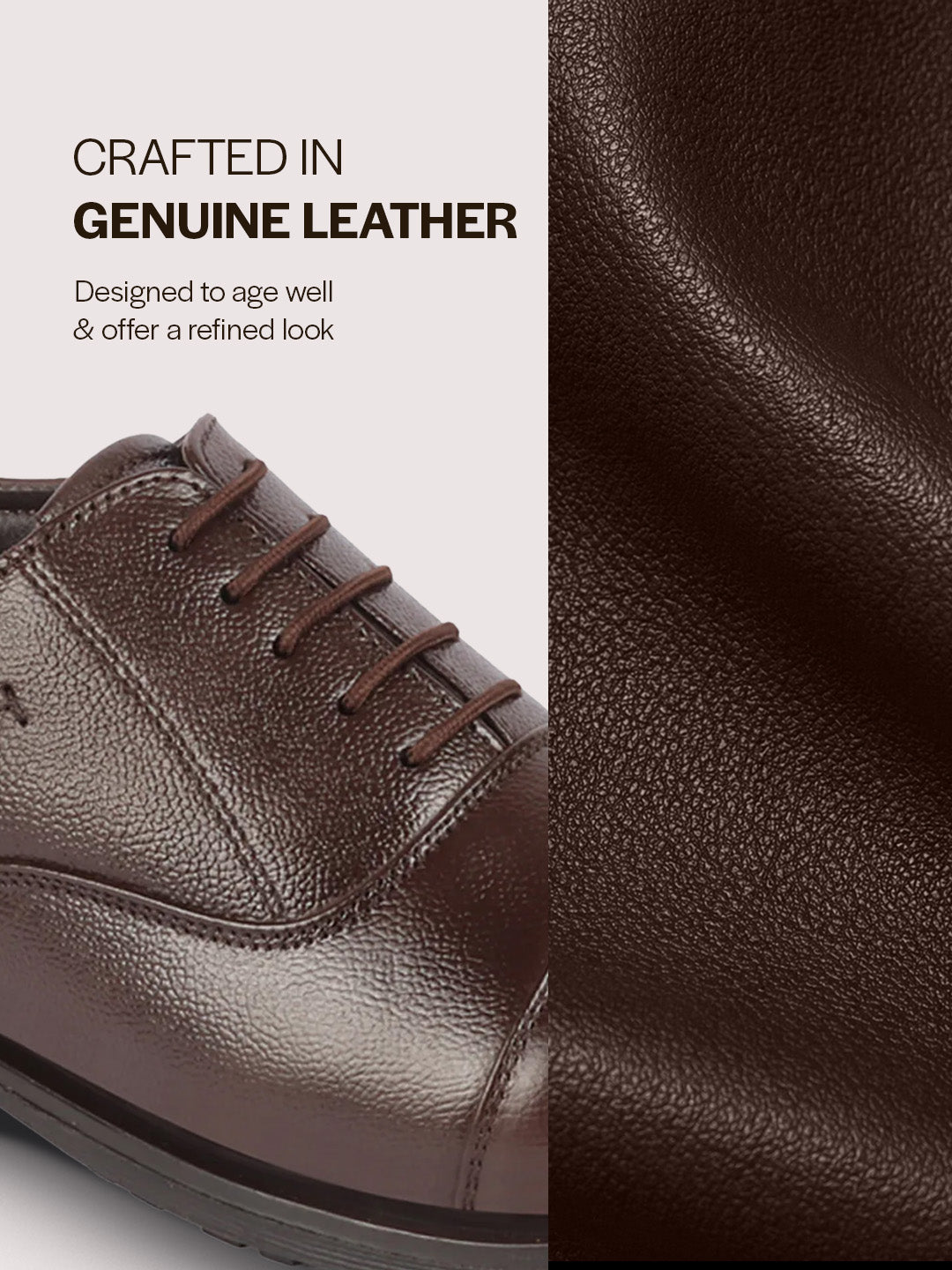 men brown genuine leather formal office comfort broad feet oxford lace up shoes