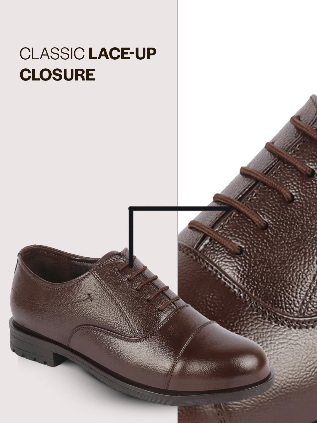 men brown genuine leather formal office comfort broad feet oxford lace up shoes