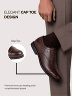 men brown genuine leather formal office comfort broad feet oxford lace up shoes