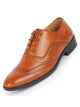 Men Tan Formal Office Round Toe Comfort Brogue Lace Up Shoes