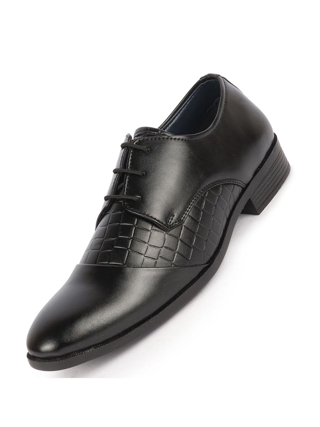 Men Black Party Formal Office Comfort Embossed Design Lace Up Shoes