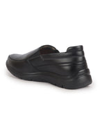 Men Black Genuine Leather Feather Lightweight EVA Sole Formal Office Comfort Broad Feet Slip On Shoes