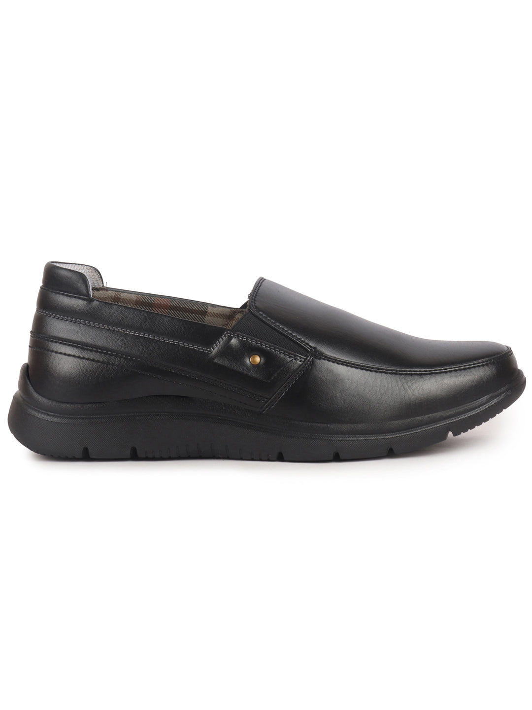 Men Black Genuine Leather Feather Lightweight EVA Sole Formal Office Comfort Broad Feet Slip On Shoes