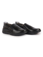 Men Black Genuine Leather Feather Lightweight EVA Sole Formal Office Comfort Broad Feet Slip On Shoes