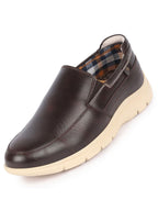 men brown genuine leather feather lightweight eva sole formal office comfort broad feet slip on shoes