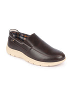 men brown genuine leather feather lightweight eva sole formal office comfort broad feet slip on shoes