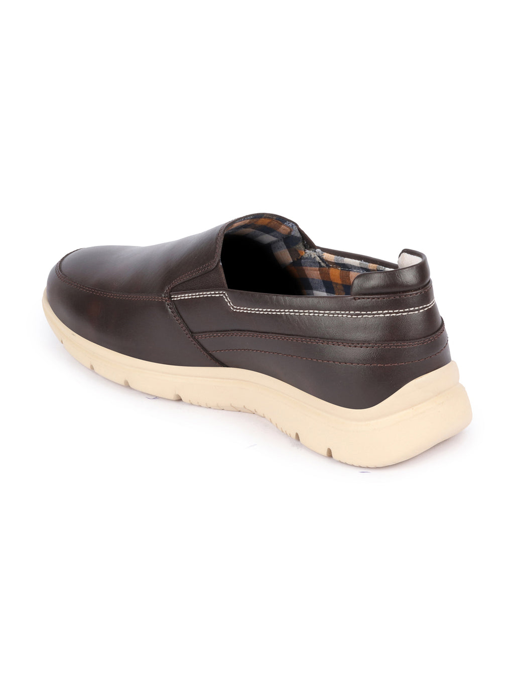 men brown genuine leather feather lightweight eva sole formal office comfort broad feet slip on shoes