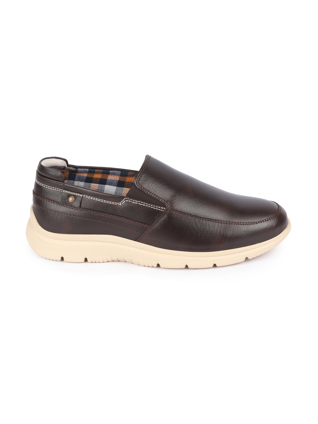 men brown genuine leather feather lightweight eva sole formal office comfort broad feet slip on shoes