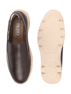 men brown genuine leather feather lightweight eva sole formal office comfort broad feet slip on shoes