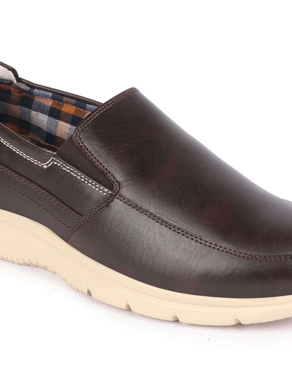 men brown genuine leather feather lightweight eva sole formal office comfort broad feet slip on shoes