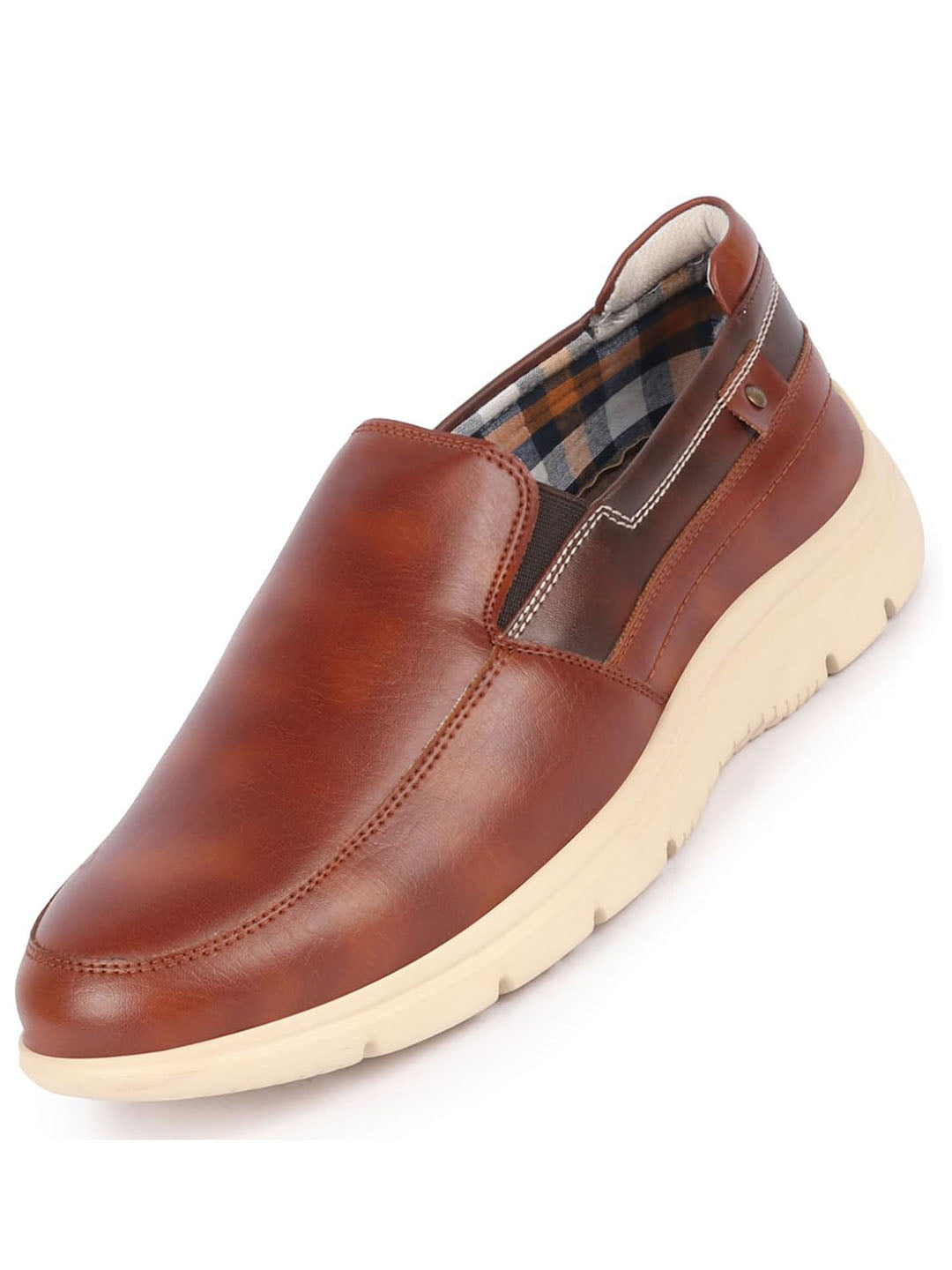 men tan genuine leather feather lightweight eva sole formal office comfort broad feet slip on shoes