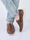men tan genuine leather feather lightweight eva sole formal office comfort broad feet slip on shoes